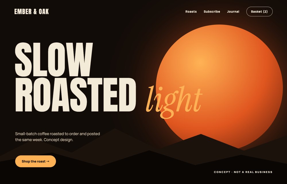 Cinematic landing page concept